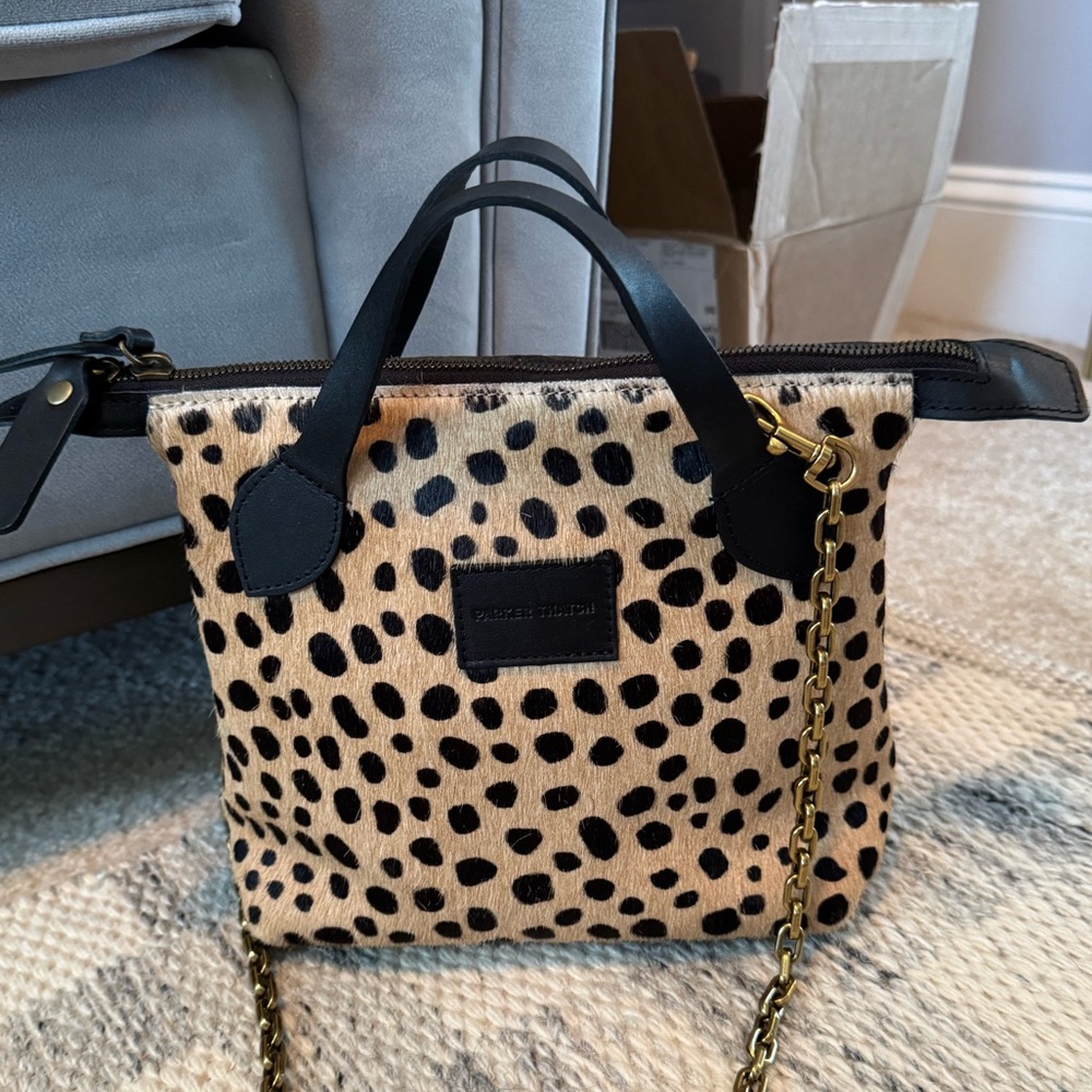 Parker Thatch Small Charlie Leopard Hair with Parker Thatch Crossbody Chain